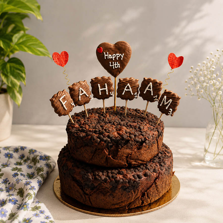 Celebration  - Personalised Name Tier Cake - Classic Chocolate Date Sweetened (Nuts free)