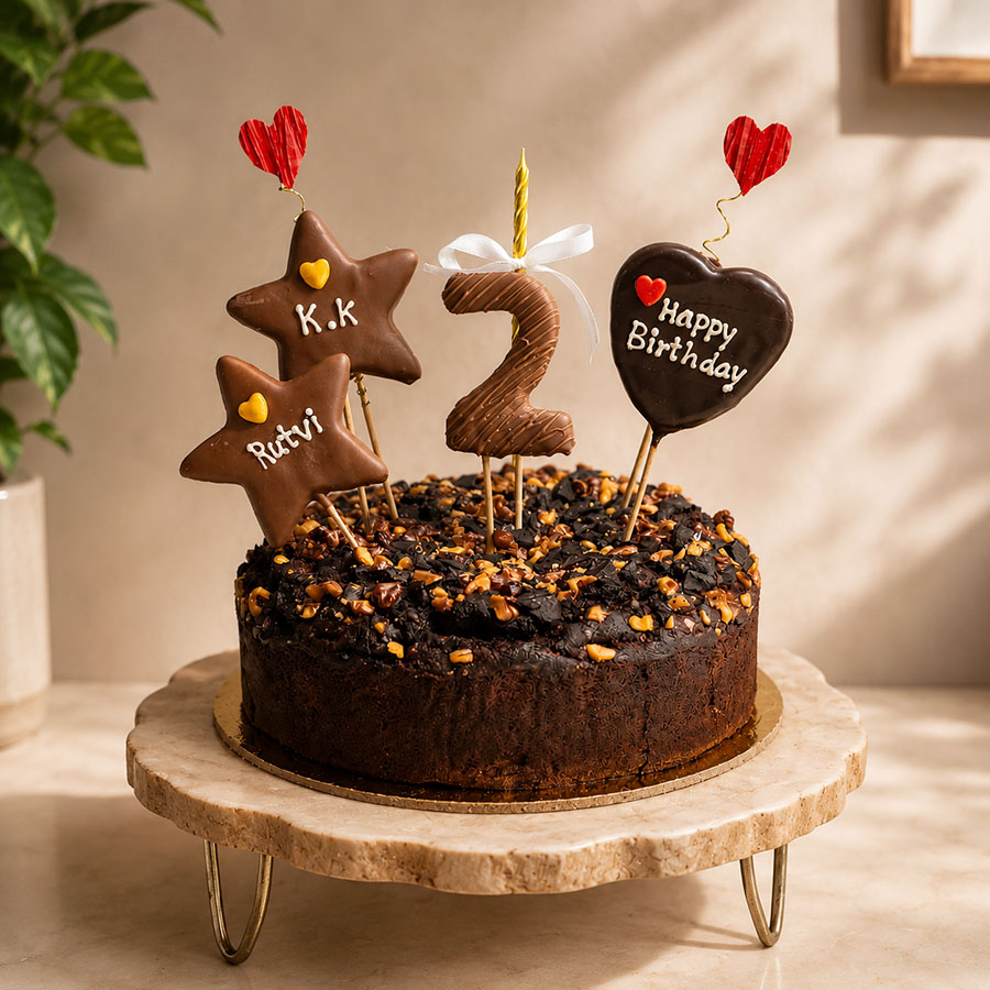 Celebration  - Twins Birthday Cake - Classic Chocolate Walnut Date Sweetened
